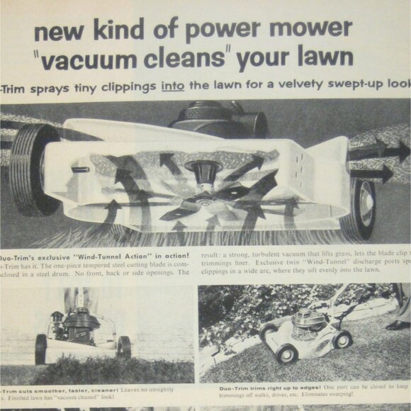 Duo-Trim Power Mower Vintage Advertisement Print 1950s Lawn Care - Picture 2 of 2